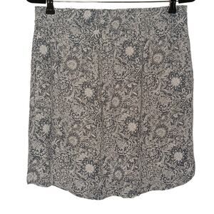 Loft Knee Length Floral Paisley Sewn in Slip Sheer Elastic Waist Skirt Medium